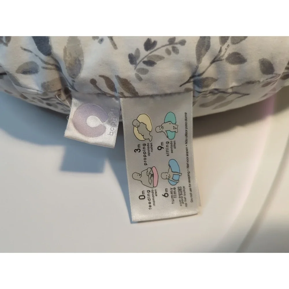 Boppy Original Nursing Pillow and Positioner Grey Botanical Leaf Slipcover - Picture 3 of 7